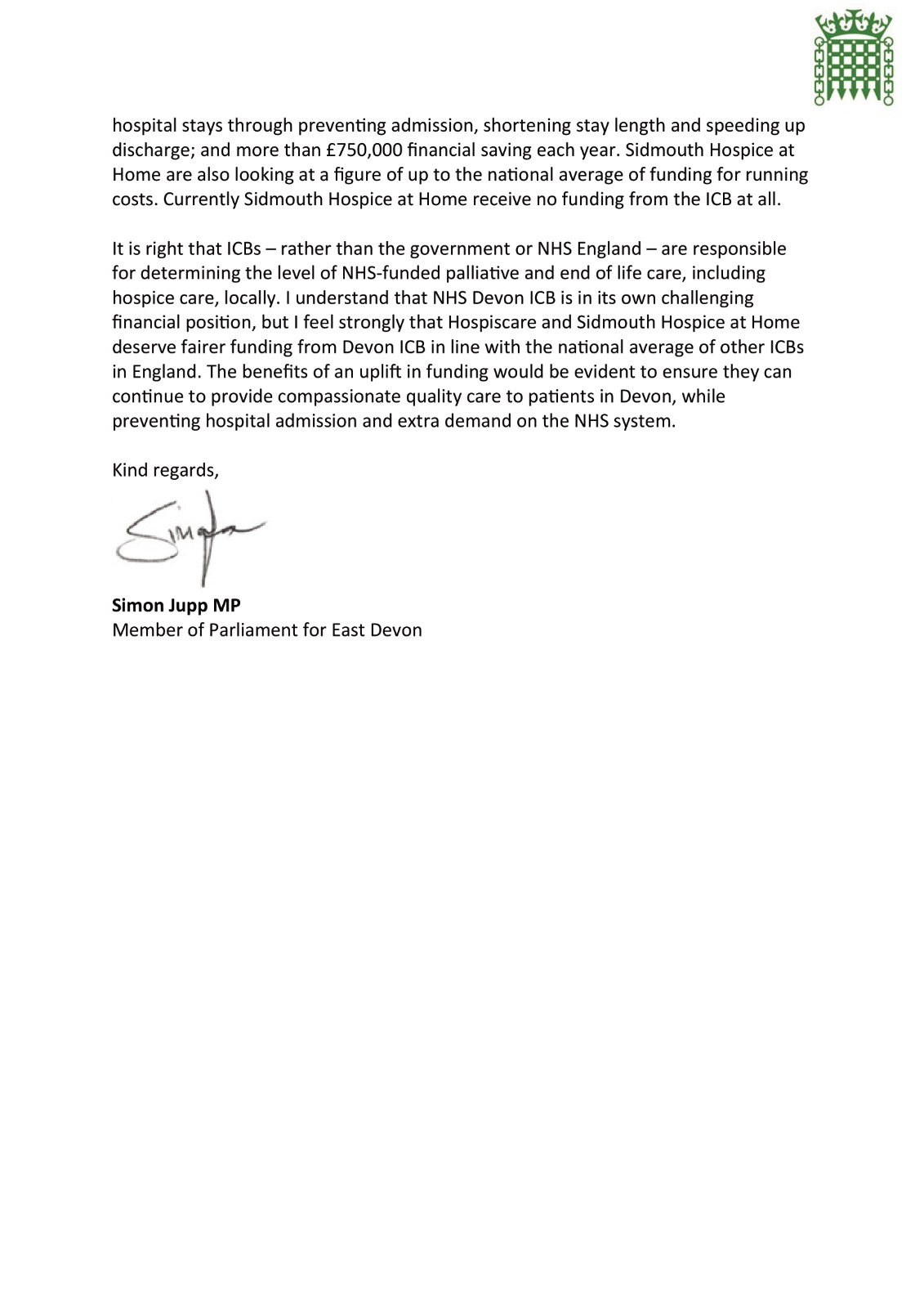 End of letter to NHS Devon
