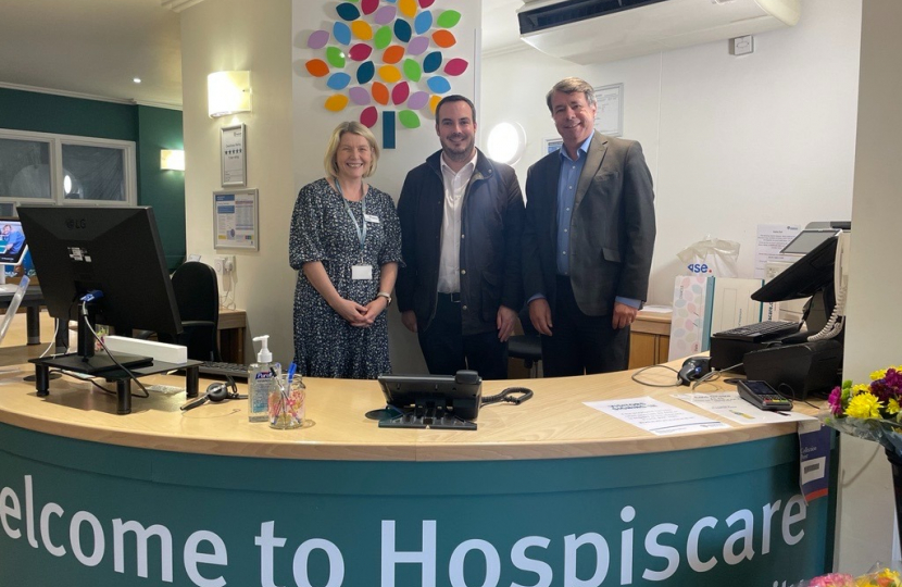 Ann Rhys, Clinical Director of Hospiscare, Simon Jupp, MP for East Devon, and Andrew Randall, CEO of Hospiscare.jpeg