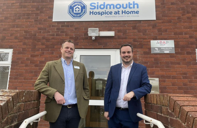 Simon Jupp MP and Alasdair Cameron, CEO of Sidmouth Hospice at Home