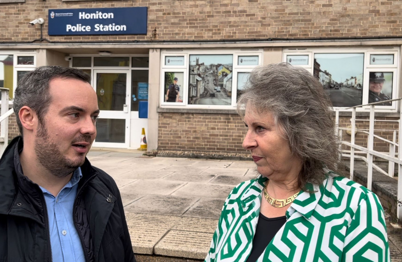 Simon Jupp MP with Cllr Jenny Brown outside Honiton Police Station.jpeg
