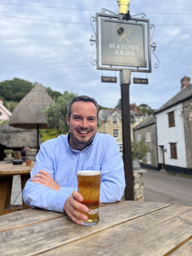 East Devon MP Simon Jupp at the Masons Arms Branscombe