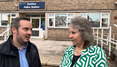 Simon Jupp MP with Cllr Jenny Brown outside Honiton Police Station.jpeg